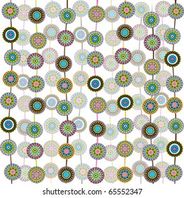Ornaments with round colored circles, background