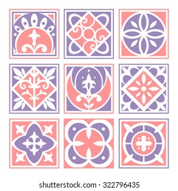 Ornaments set. Color ornament elements for design.