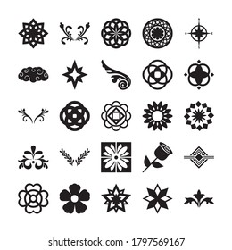 ornaments silhouette style icon set design of Decorative element theme Vector illustration