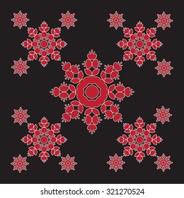 Ornaments with snowflakes.