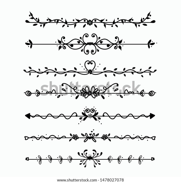 Ornaments Vector. Collection of hand drawn\
borders in sketches style. Borders and Dividers vector. Floral and\
abstract dividers. Illustrations\
ornaments\
