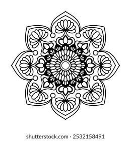 Ornameny em mandala de estilo orieantal etário. Fácil Mandala colorir páginas do livro para adultos para relaxar, experiências dar alívio. Arquivo de vetor redimensionável