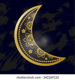 Ornametal Moom ethnic, sleep dreams symbol. Invitation card in vector. Perfect cards for any other kind of design and other holiday, kaleidoscope,  medallion, yoga, india, arabic