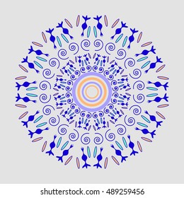 Ornate abstract color mandala element. Can be used for wallpaper, pattern fills, web page background, surface textures