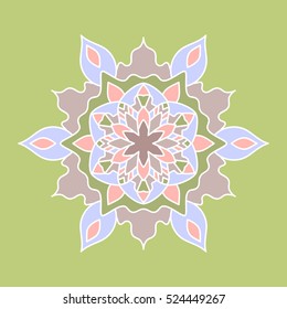 Ornate abstract color mandala element. Can be used for wallpaper, pattern fills, web page background, surface textures.