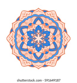 Ornate abstract color mandala element. Vector illustration can be used for wallpaper, pattern fills, web page background, surface textures
