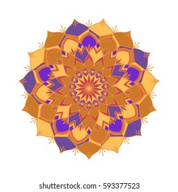 Ornate abstract color mandala element. Vector illustration can be used for wallpaper, pattern fills, web page background, surface textures