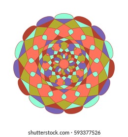 Ornate abstract color mandala element. Vector illustration can be used for wallpaper, pattern fills, web page background, surface textures