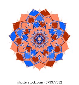 Ornate abstract color mandala element. Vector illustration can be used for wallpaper, pattern fills, web page background, surface textures