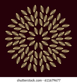 Ornate abstract color mandala element with hand drawn flower. Vector illustration can be used for different design