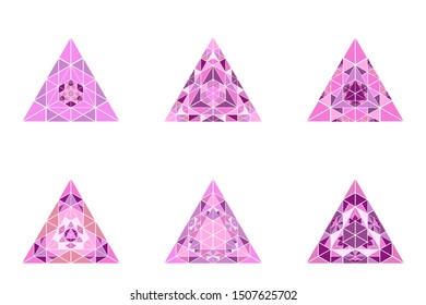 Ornate abstract triangle pyramid polygon set - geometric geometrical polygonal vector design elements