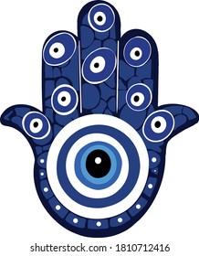 Ornate Amulet Hamsa Hand von Fatima. Ethnische Beobachtung gegen das böse Auge und Verderbnis, die in indischen, arabischen und jüdischen Kulturen üblich ist.