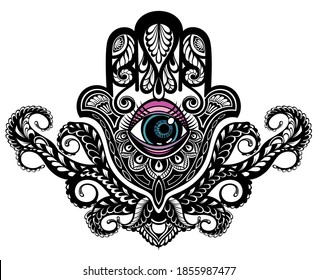  Ornate amulet Hamsa Hand of Fatima. Ethnic amulet 