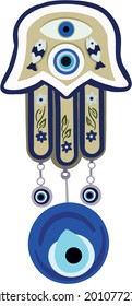 Ornate amulet Hamsa Hand of Fatima. Ethnic obereg against the evil eye and spoilage, common in Indian, Arabic and Jewish cultures.