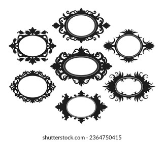 Ornate antique frame collection. Vector design elements set.