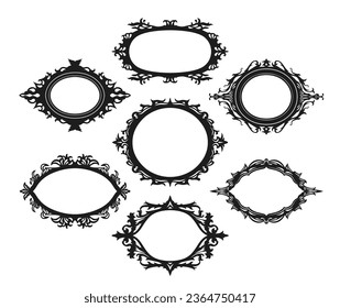 Ornate antique frame collection. Vector design elements set.