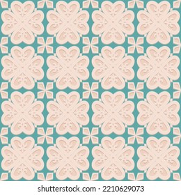 Ornate arabic seamless pattern, beige green mint color, decorative east vector illustration for design