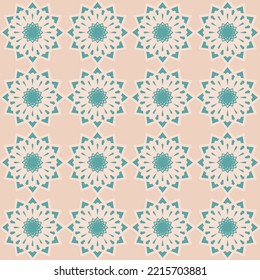 Ornate arabic seamless pattern, green mint color, decorative east vector illustration for design