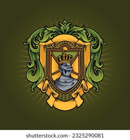 Insignia de la armadura de la victoriana de la realeza ilustraciones vectoriales para tu trabajo logo, camiseta de mercancía, pegatinas y diseños de etiquetas, afiche, tarjetas de felicitación compañía comercial o marcas