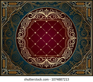 Ornate art deco golden vintage card