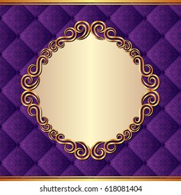 ornate background with baroque pattern and golden frame
