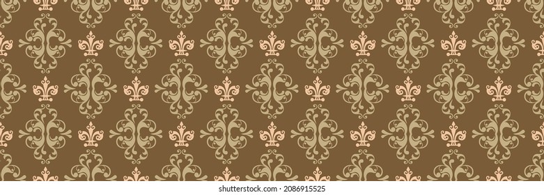 Ornate background pattern with decorative floral elements in ethnic style. Seamless wallpaper texture. Vector image
