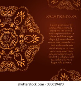 Ornate background with text frame and indian traditional ornament Template for design and decoration with place for your text