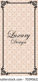 Ornate background, vintage ornamental pattern, label, for packaging and design of luxury products. Made with black frame isolated on colored background. Vector illustration.