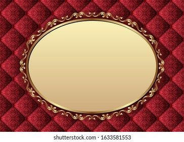 ornate background with vintage pattern and golden frame