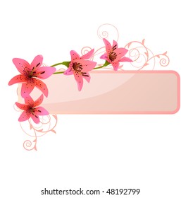 Ornate banner with lilies