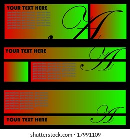 Ornate banner set with gradient color vector
