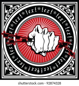 Ornate Barbwire Fist Card