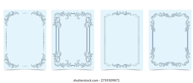 Ornate Baroque Rectangle Frame Set with Filigree Scroll Ornament