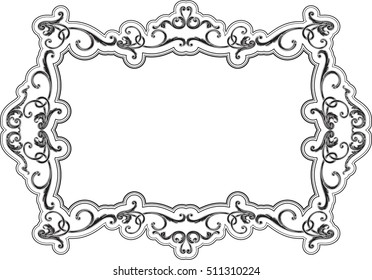 Ornate baroque splendid frame on white