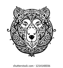 Ornate bear face, sketch for your design