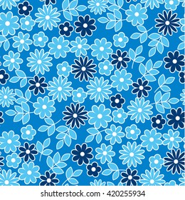 Ornate beauty flower seamless pattern. Multicolor vector illustration for textile, wrapping paper, pattern fills, web page background, surface texturesblue color meadow flowers seamless pattern. 