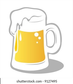 Ornate beer mug isolated on a white background. Digital illustration.