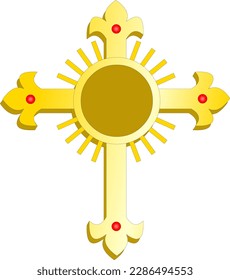 Ornate Bejeweled Gold Cross scalable vector image