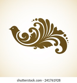 Ornate bird. Decorative dove. Vector illustration