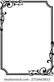 Un marco negro adornado inspirado en la estética gótica y Art Nouveau, con curvas fluidas y detalles refinados. Ideal para carteles, portadas y composiciones visuales sofisticadas que requieren una atmósfera clásica europea.