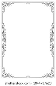 Ornate black framework. A3 page sizes. For certificate, diploma, announcement, label, card.