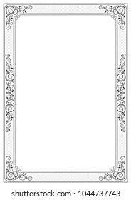 Ornate black framework. A3 page sizes. For certificate, diploma, announcement, label, card.