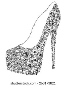 ornate black high shoe illustration 