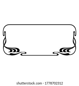 Ornate black rectangular framework. Art Nouveau style of 1920s. 