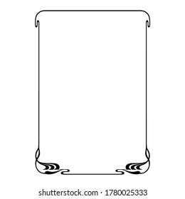 Ornate black rectangular framework. Art Nouveau style of 1920s. A3, A4 page size. 
