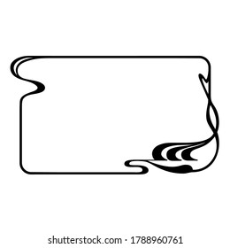 Ornate black rectangular framework. Art Nouveau, modern style of 1920s. 