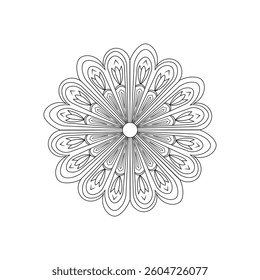 Ornate Black and White Mandala Featuring Circular Patterns, Geometric Details, and Floral Art