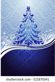 Ornate blue Christmas tree - Possible to create holiday cards and ornaments.