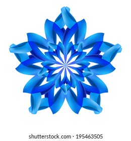 Ornate blue design element made of paper or ribbons