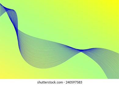 Ornate blue plexus fluttering in the gentle yellow light green background.